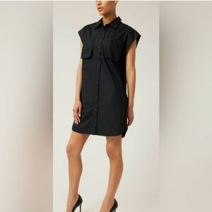 NWT LITA BY CIARA SHORT SLEEVE BLACK BUTTON UP SHIRT COTTON DRESS  MSRP $248